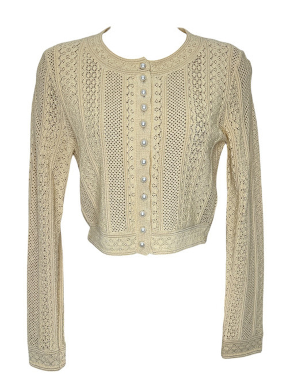 Sandro Pointelle Cardigan in Butter Yellow